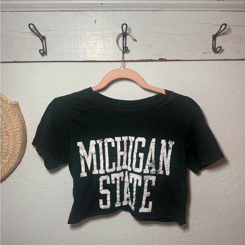 Michigan State Black Cropped Tee